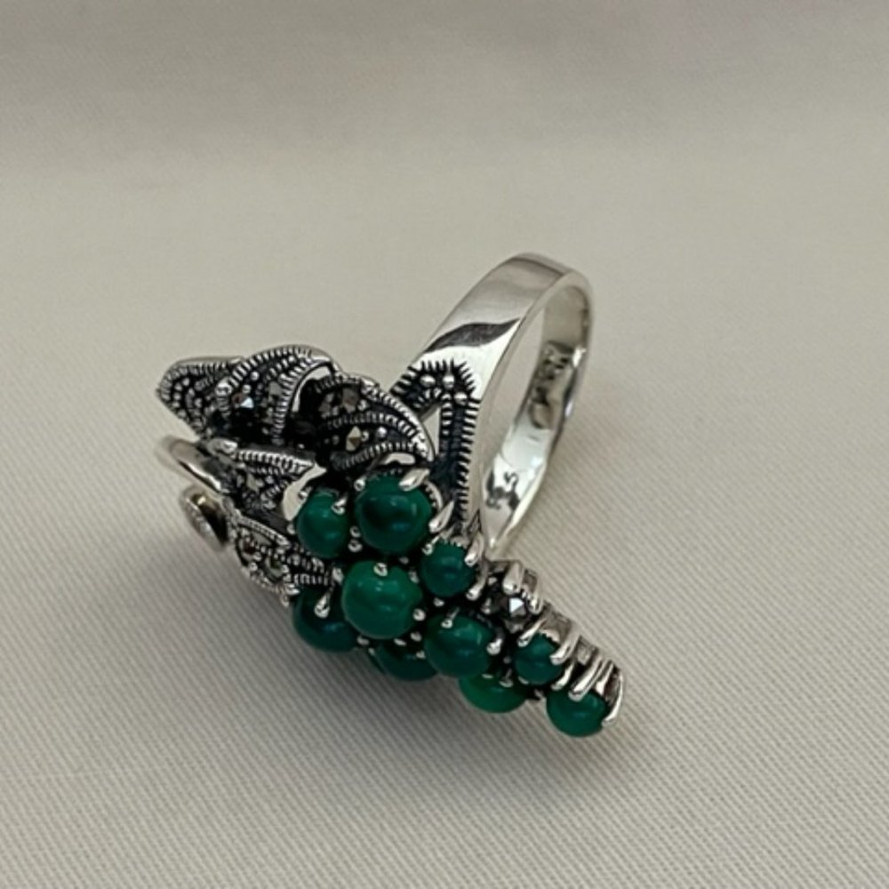 Sterling Silver Green Grape Statement Ring - image 7